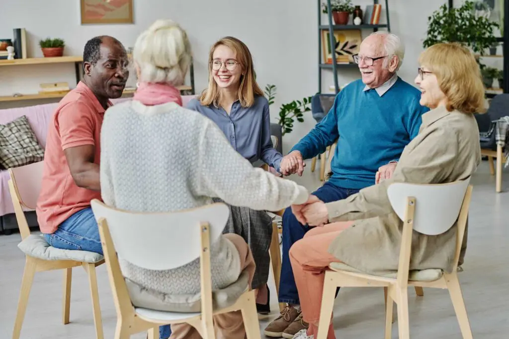 Happy,Senior,People,Sitting,At,Therapy
