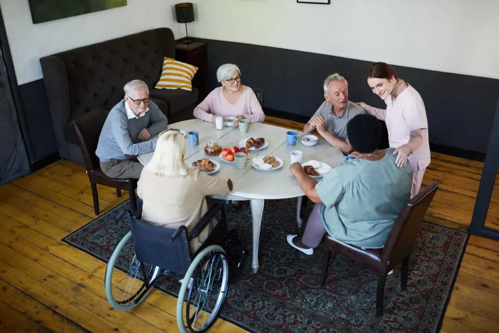 High,Angle,View,At,Diverse,Group,Of,Senior,People,Enjoying